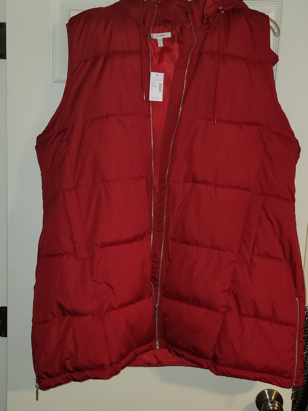 Maurices Red Quilted Hooded Vest